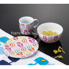 China Housewares Bunte Abziehbild Keramik 3pcs Kinder Abendessen Set